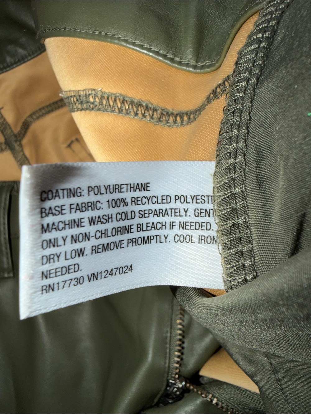 wild fable Olive Green Faux Leather Low-Rise Pants - Picture 3 of 5